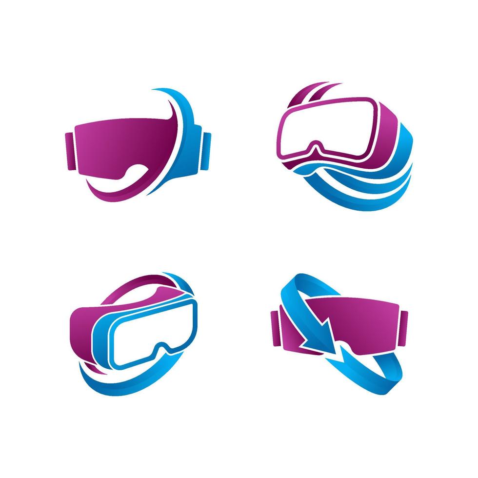 conjunto de logotipos de recorrido de realidad virtual vector