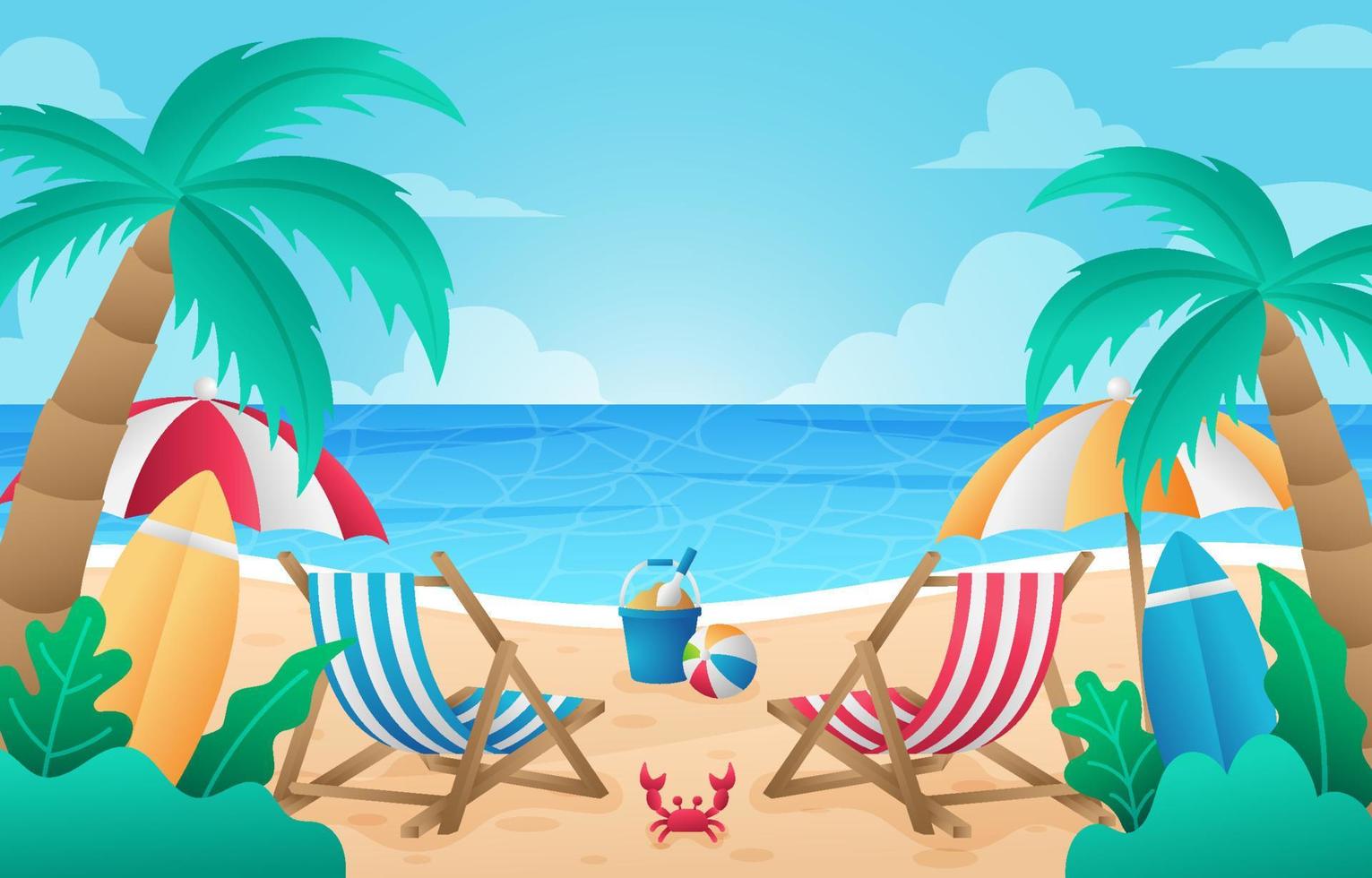 Summer Beach Scenery Background vector