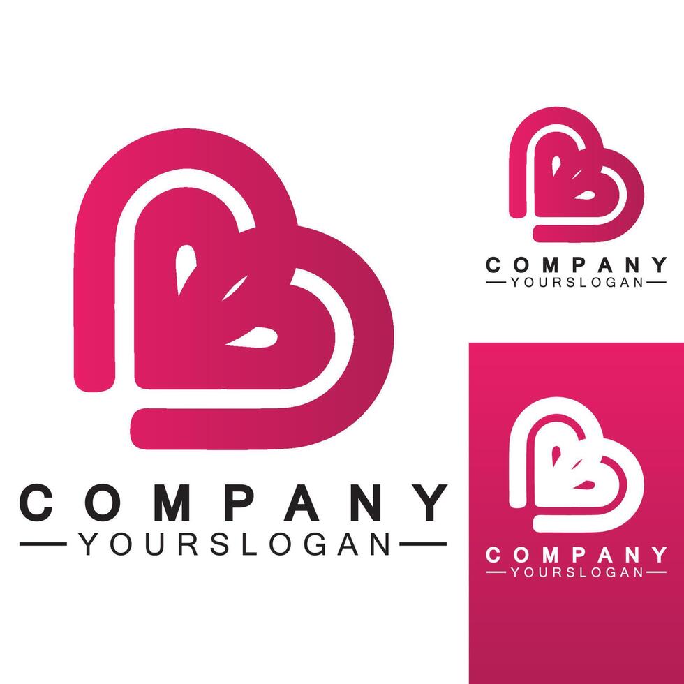 Initial letter B love heart logo design vector