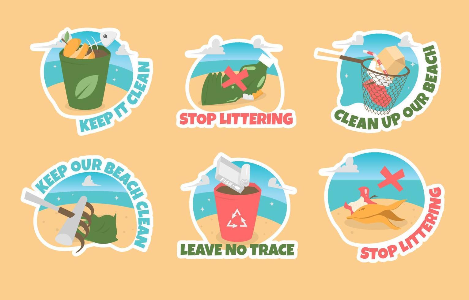 Brach Cleaning Sticker Collection vector