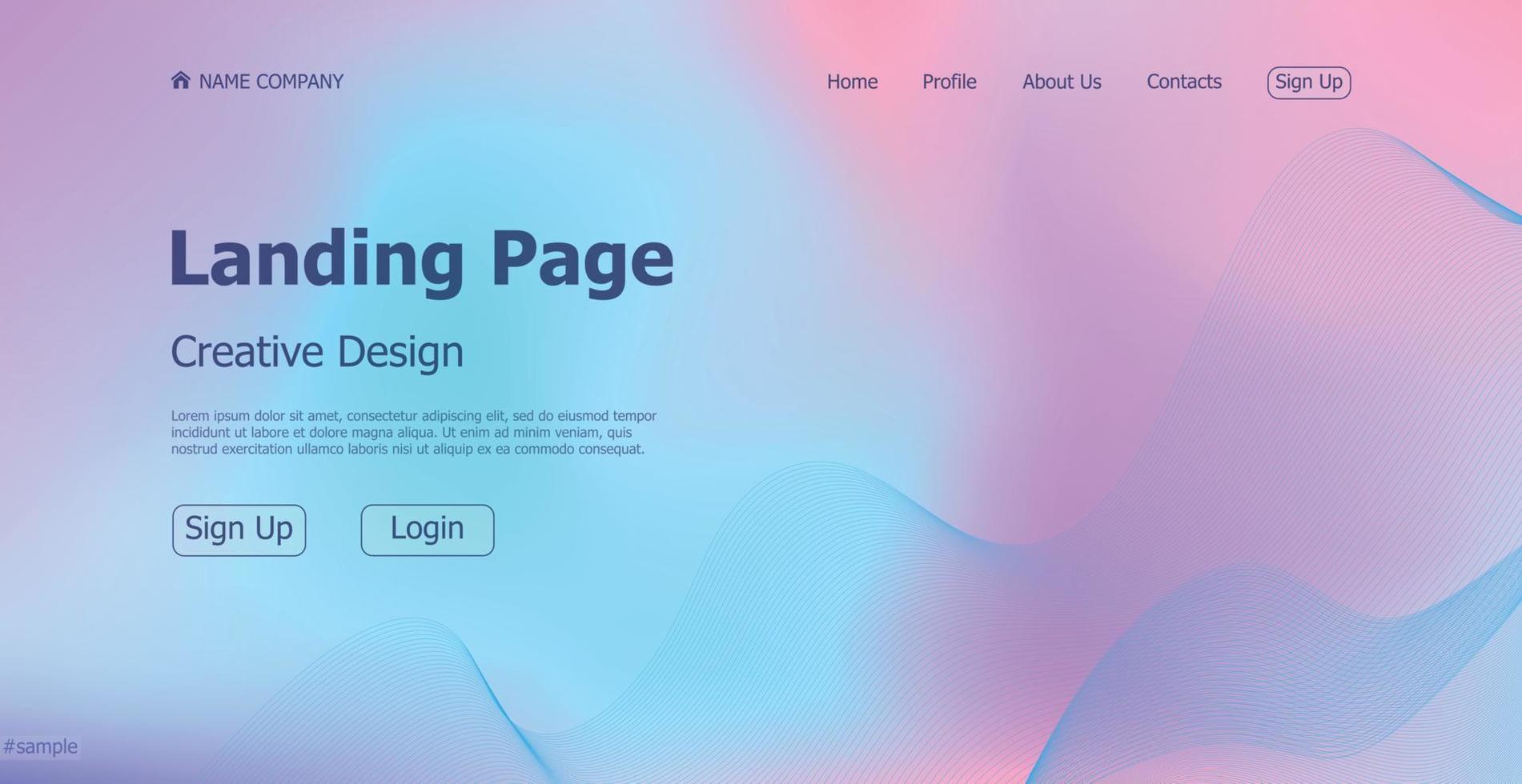 Gradient light web template landing page digital website landing page design concept - Vector