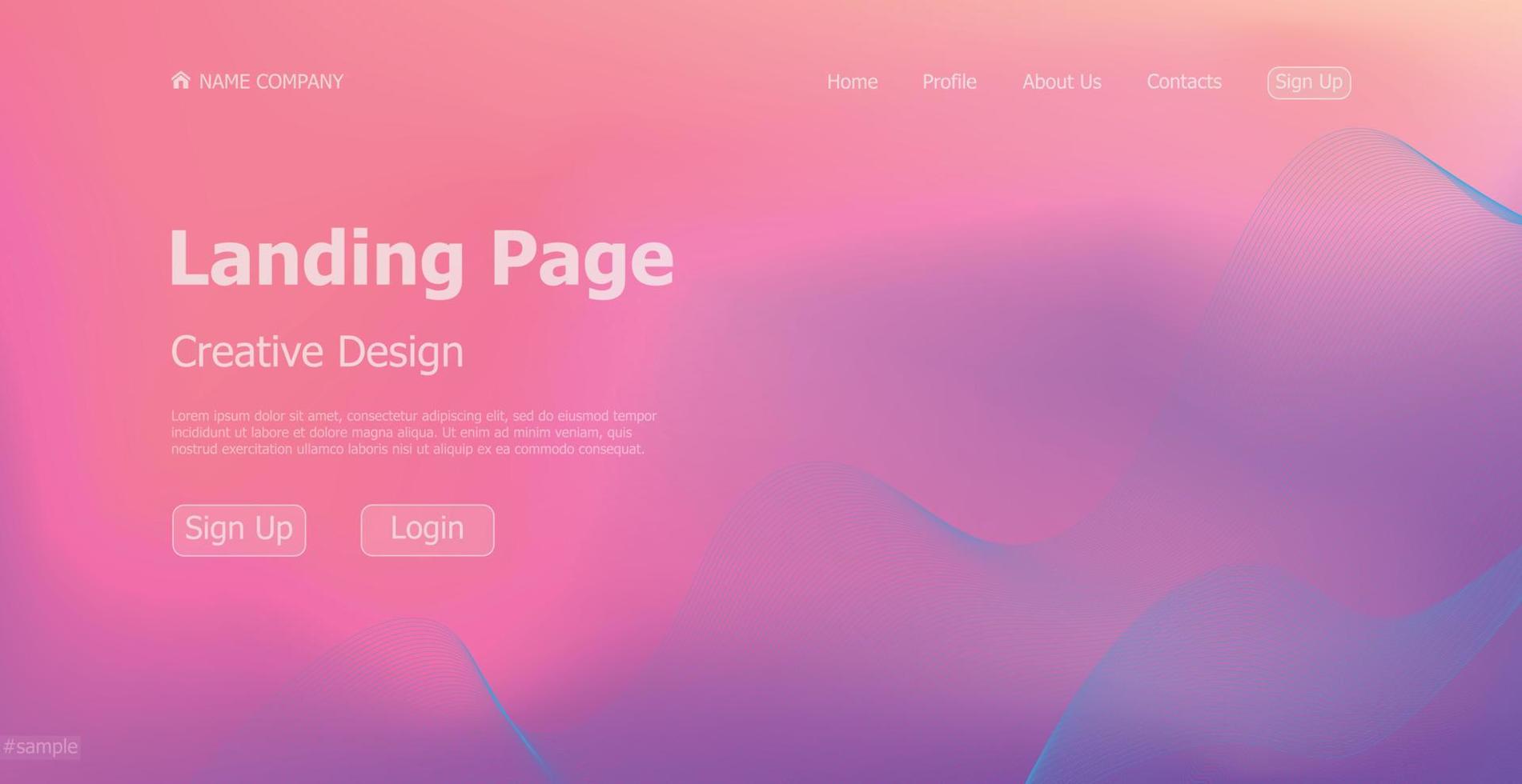 Gradient light web template landing page digital website landing page design concept - Vector