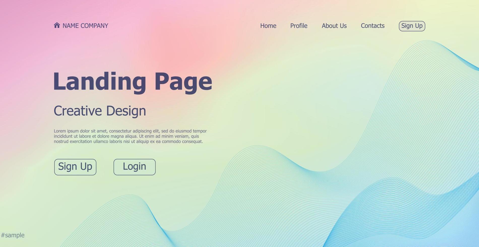 Gradient light web template landing page digital website landing page design concept - Vector