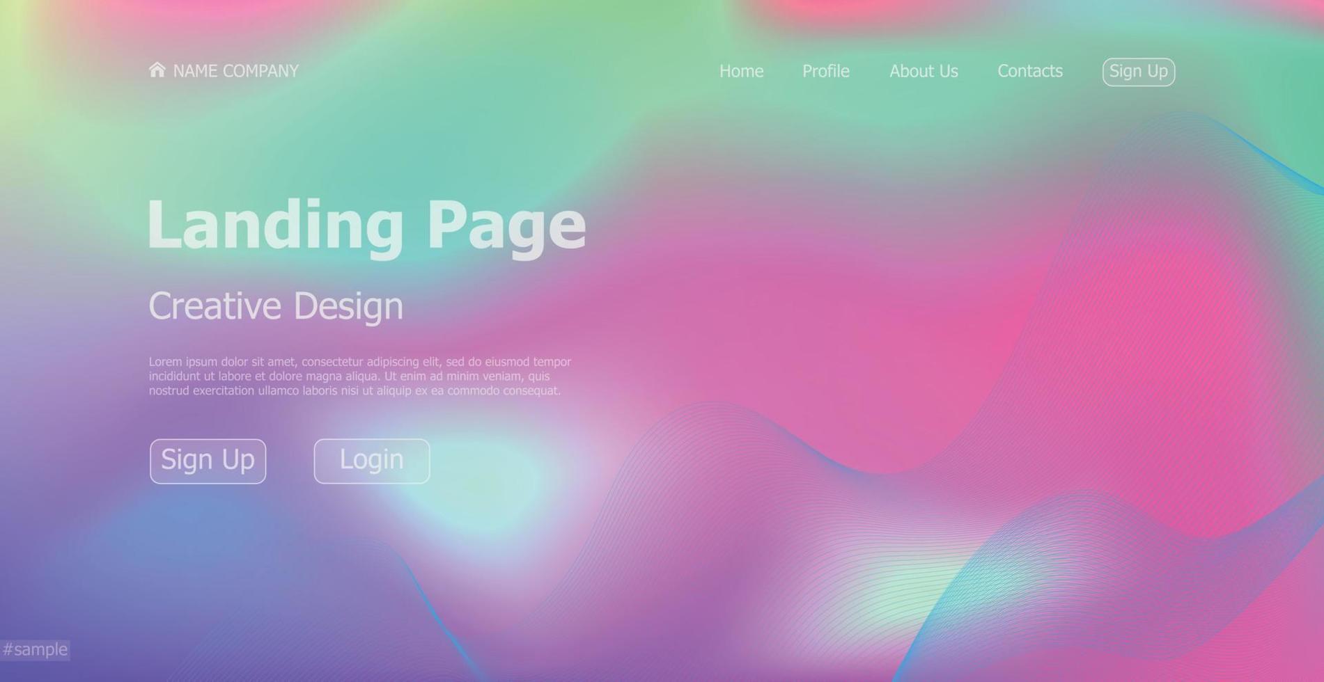 Gradient light web template landing page digital website landing page design concept - Vector