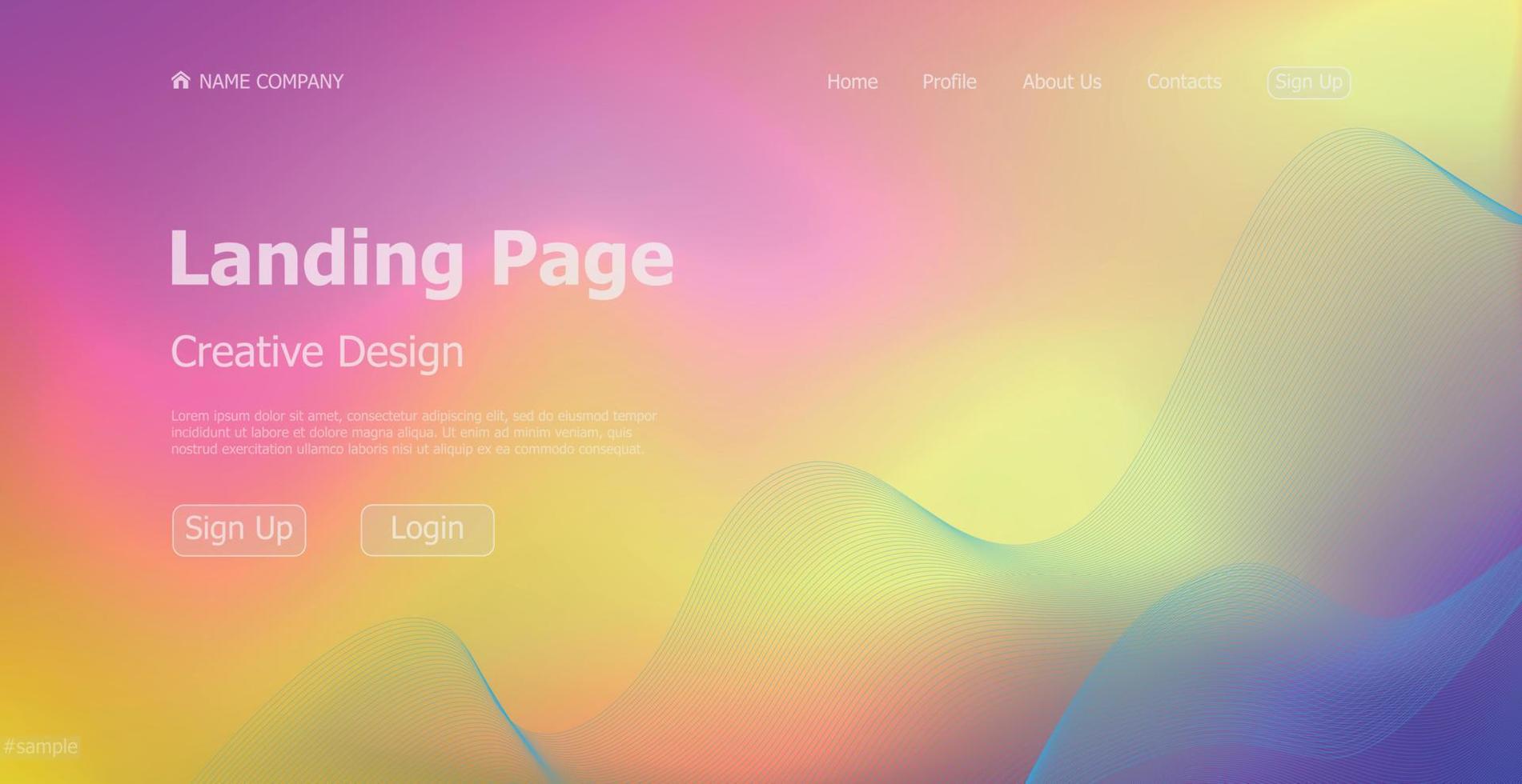 Gradient colorful web template landing page digital website landing page design concept - Vector