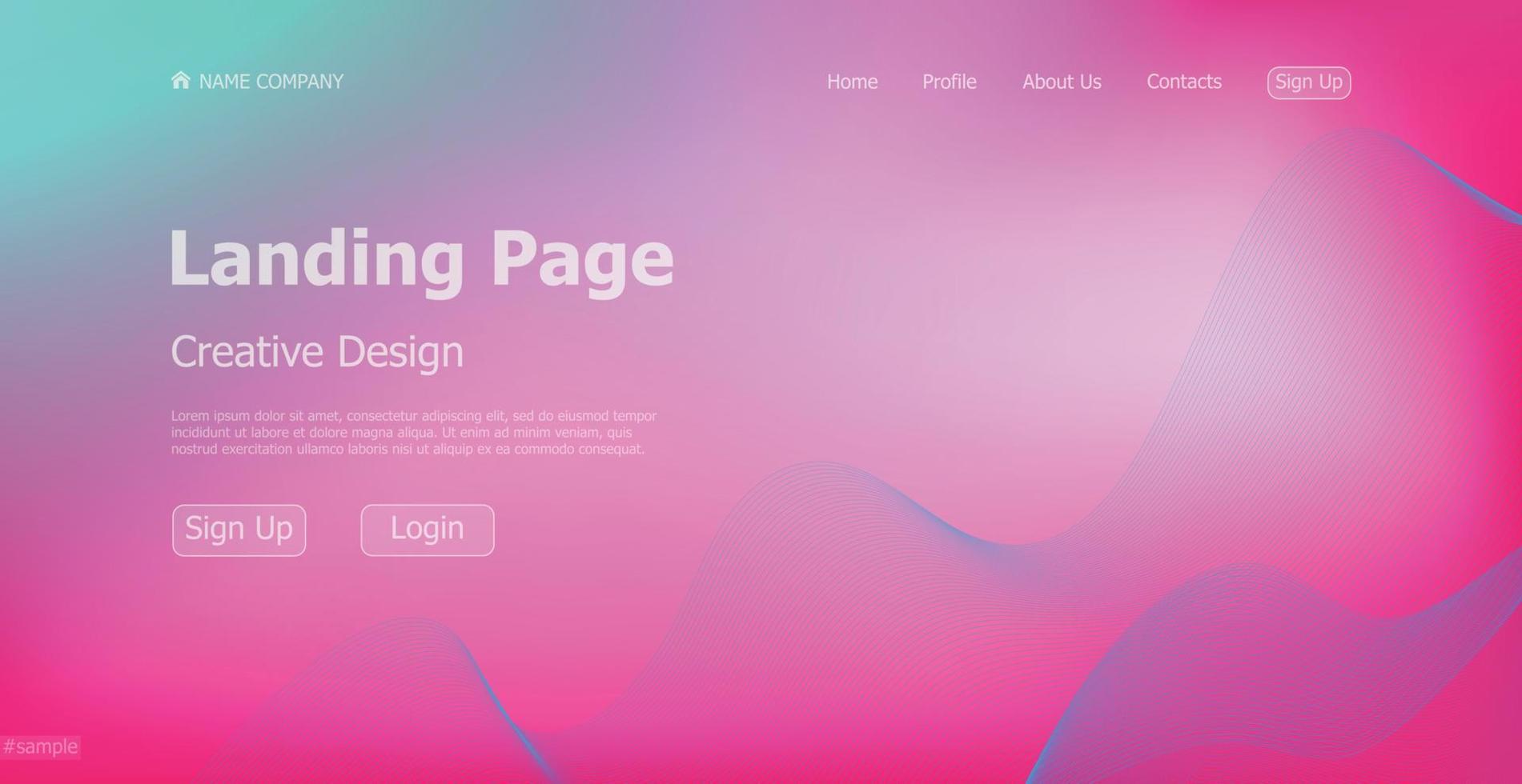 Gradient light web template landing page digital website landing page design concept - Vector