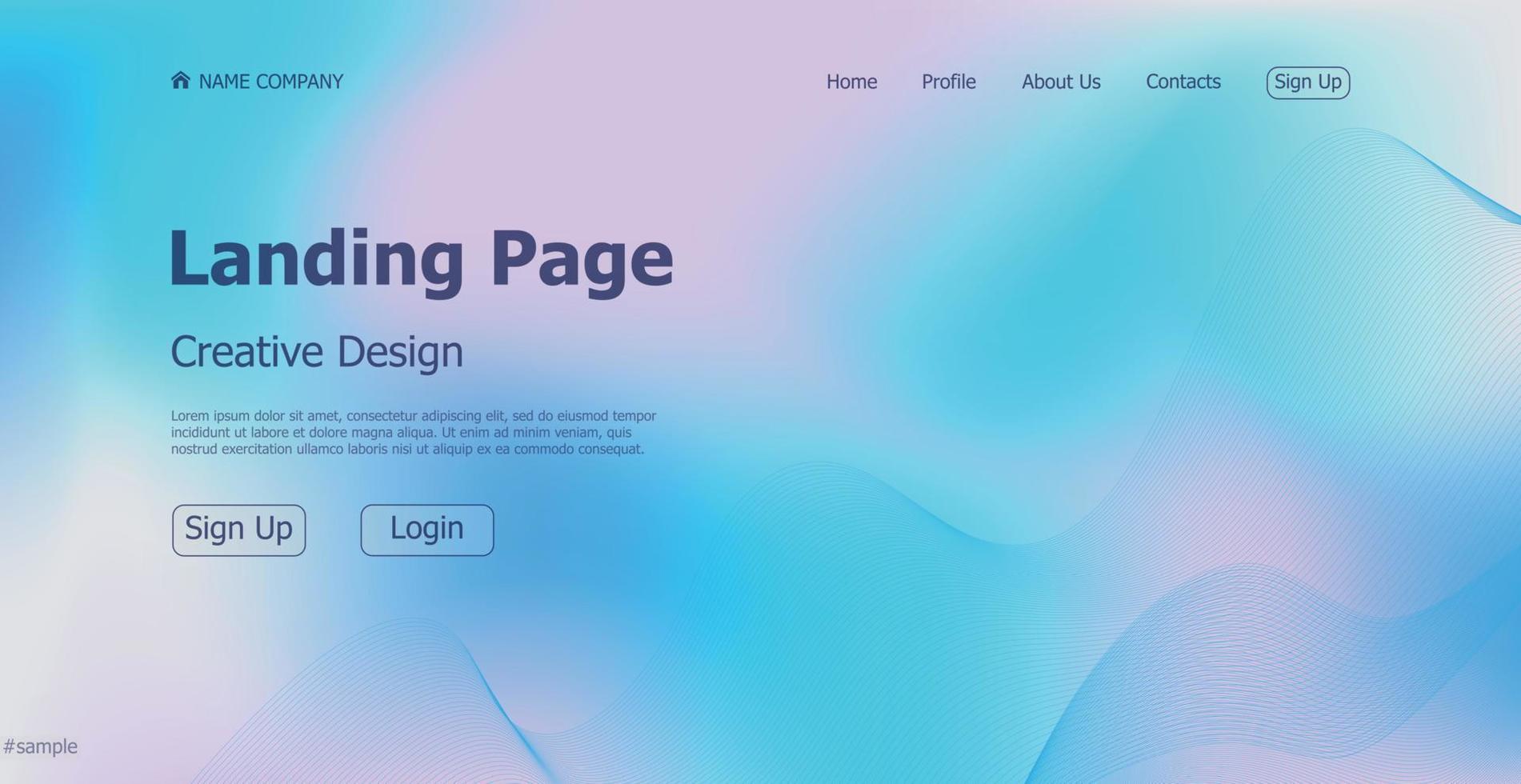 Gradient light web template landing page digital website landing page design concept - Vector