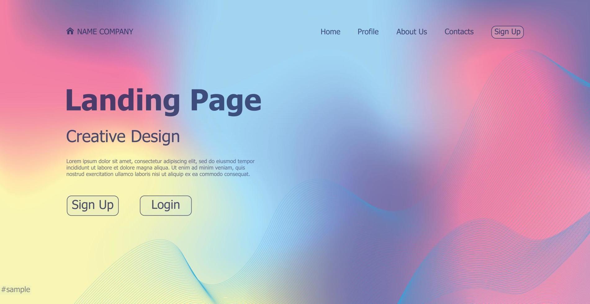 Gradient light web template landing page digital website landing page design concept - Vector