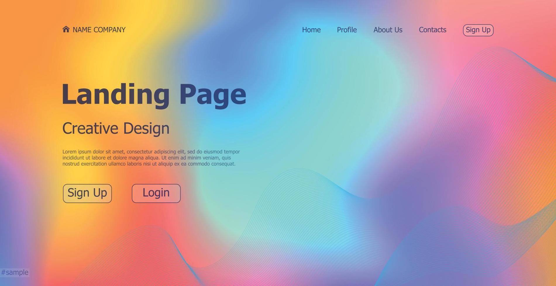 Gradient colorful web template landing page digital website landing page design concept - Vector