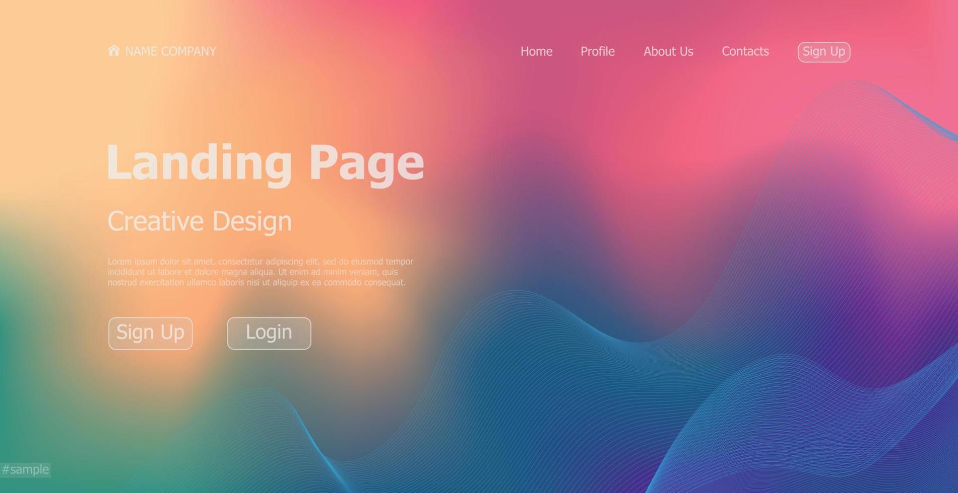 Gradient colorful web template landing page digital website landing page design concept - Vector