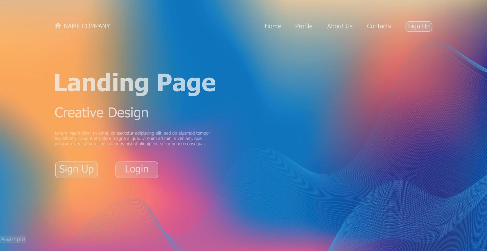 Gradient colorful web template landing page digital website landing page design concept - Vector