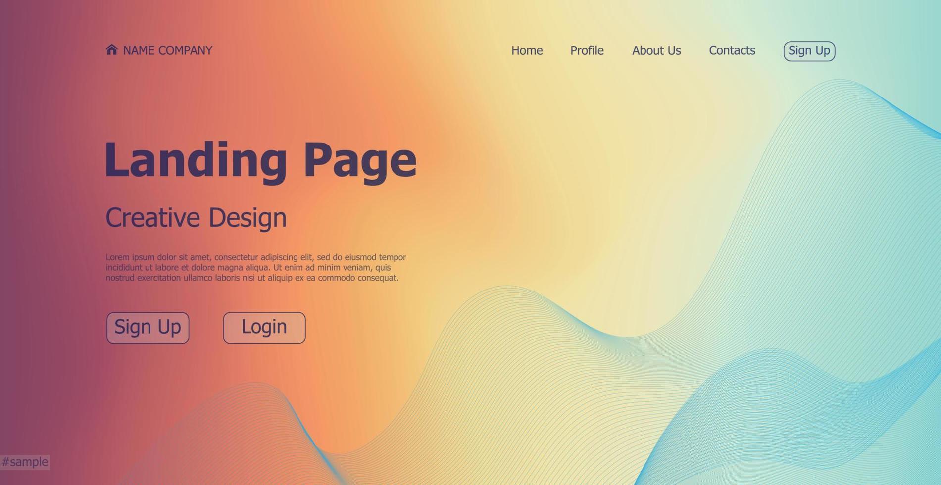 Gradient light web template landing page digital website landing page design concept - Vector