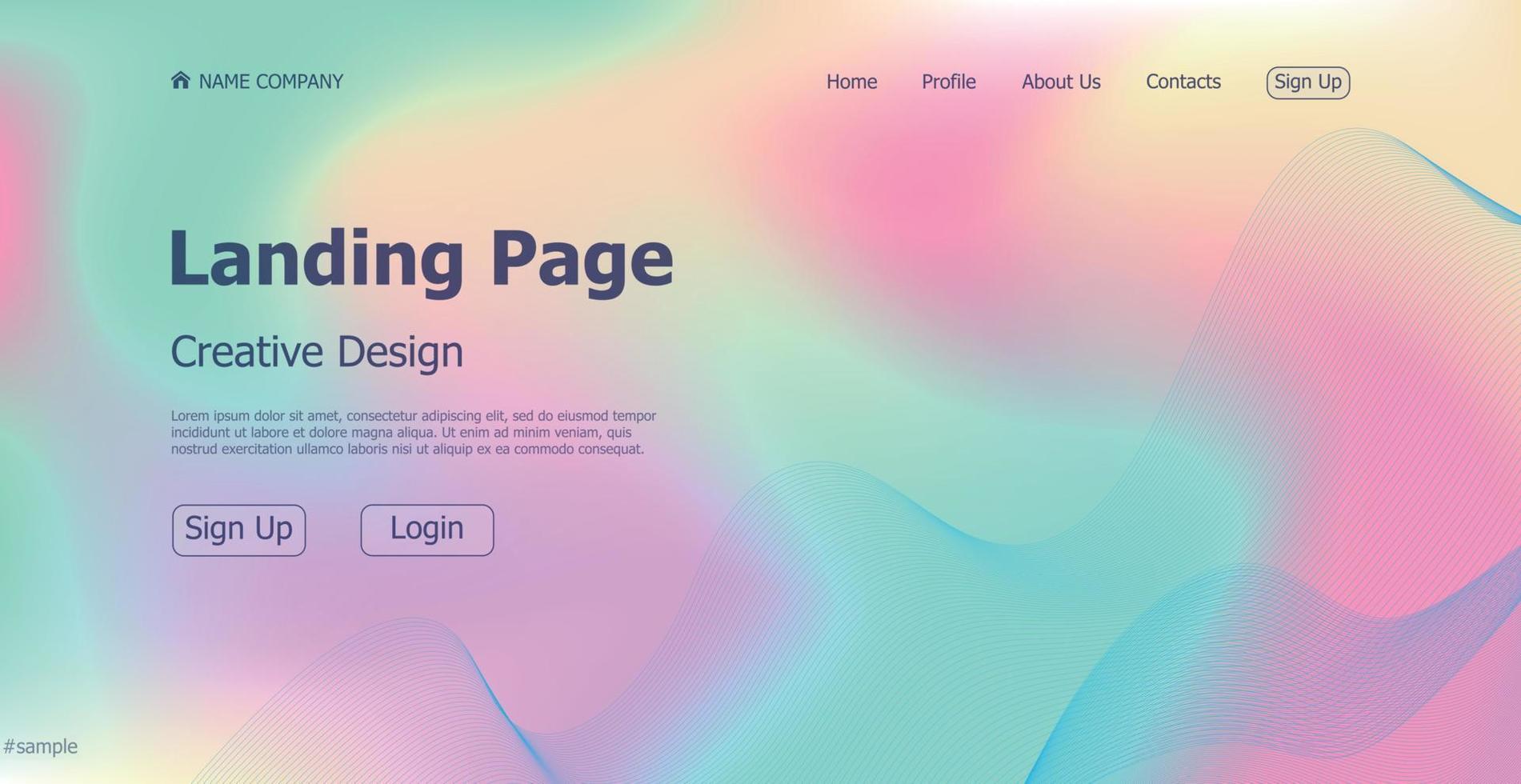 Gradient light web template landing page digital website landing page design concept - Vector