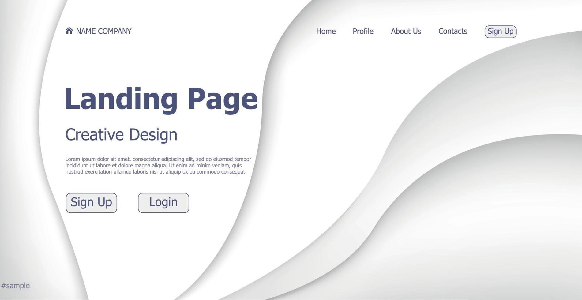 Home page landing white gray web landing page template digital website landing page design concept - Vector