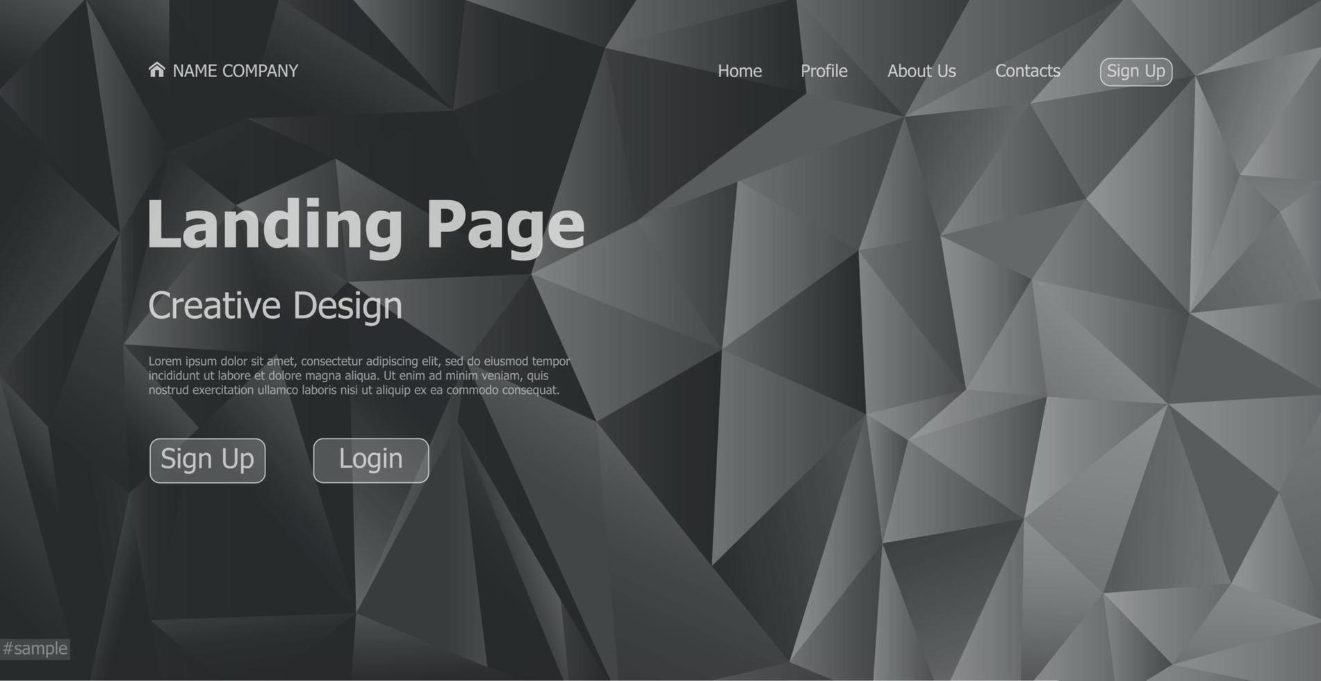 Home page landing page black geometric template landing business page digital website landing page design concept - Vector