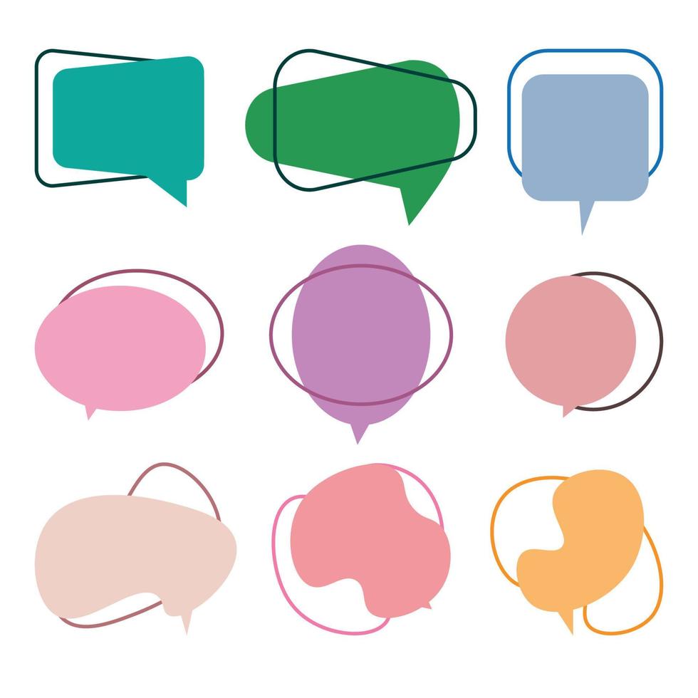 coloque burbujas de voz en un fondo blanco, vector de habla o burbuja de conversación