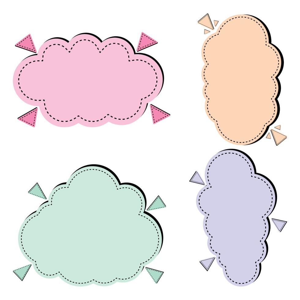 conjunto de burbujas de voz, estilo lindo de colores pastel, adecuado para hacer etiquetas o en escenas de conversación vector