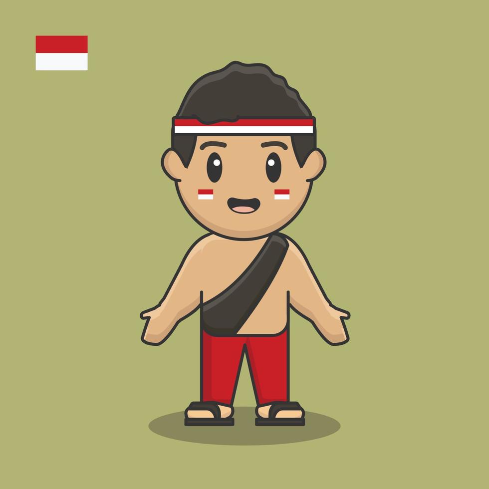 pancasila día día de la independencia agosto bandera dibujos animados indonesia vector