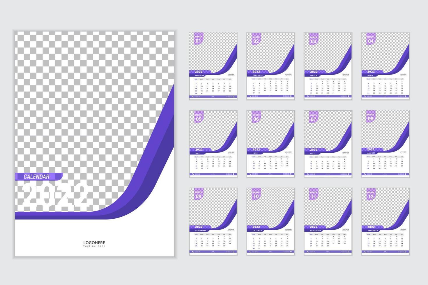 Modern design 2021 calendar template design vector