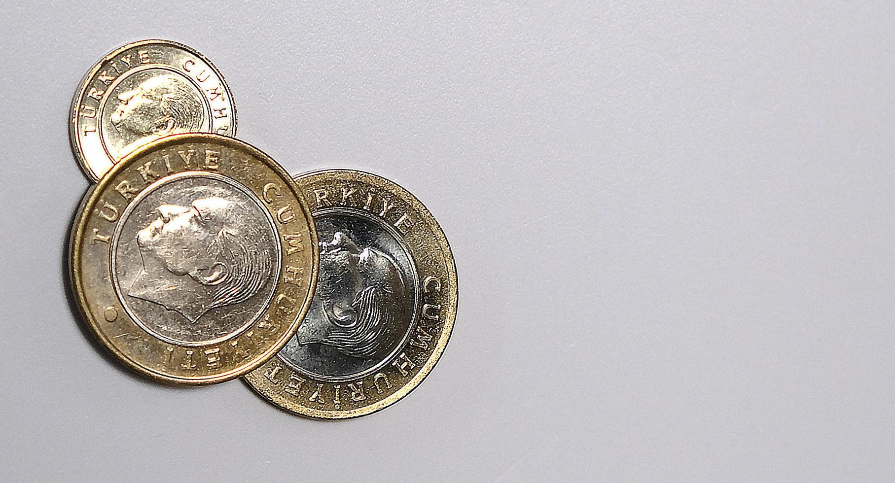 Turkish liras. Turkish coins photo