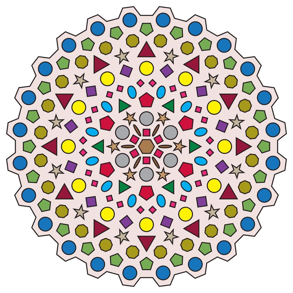 Mandala art with colorful geometric pattern. Vector illustration.