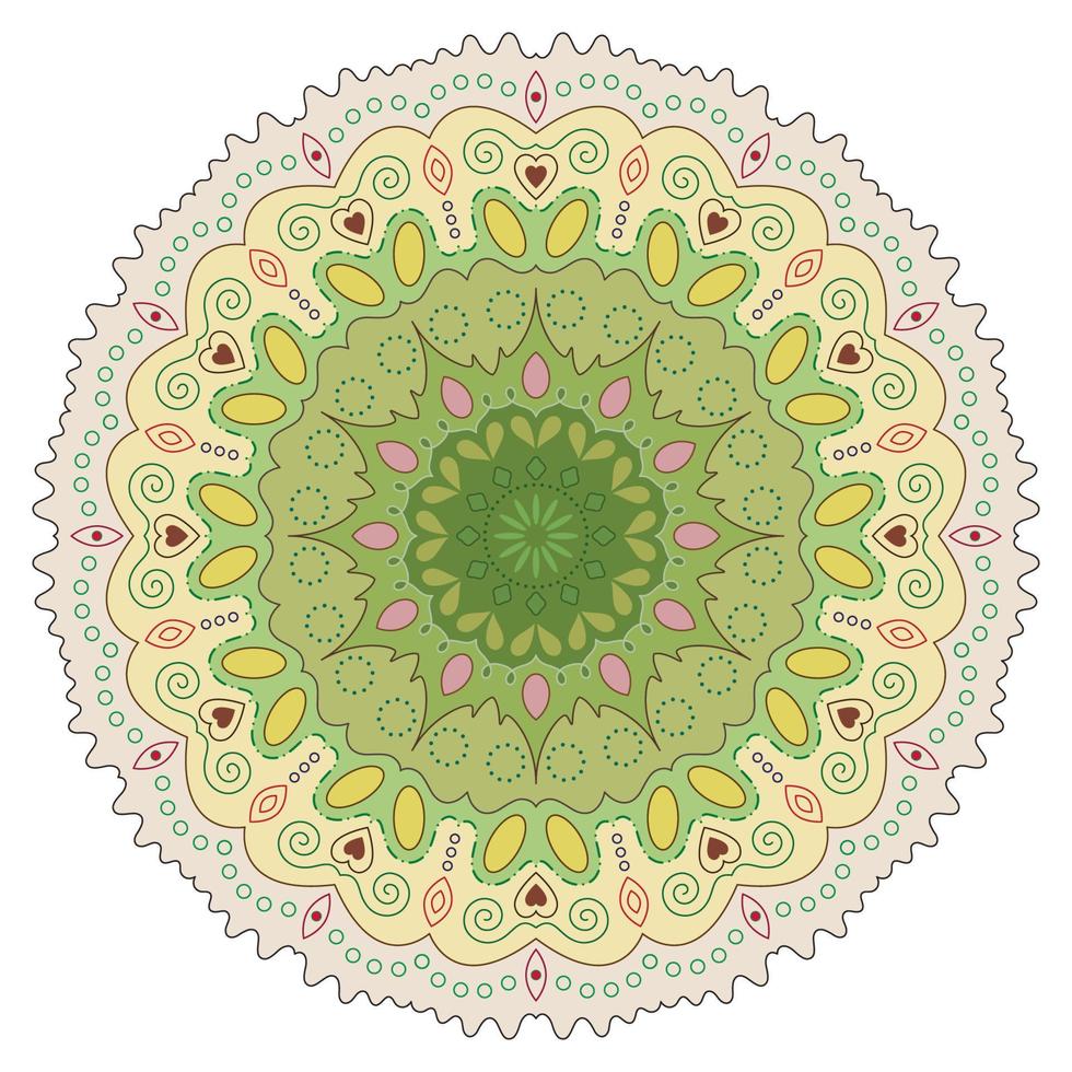 Mandala art with colorful geometric pattern. Vector illustration.