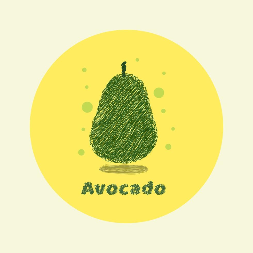 Ilustración de vector de diseño de fruta de aguacate garabato