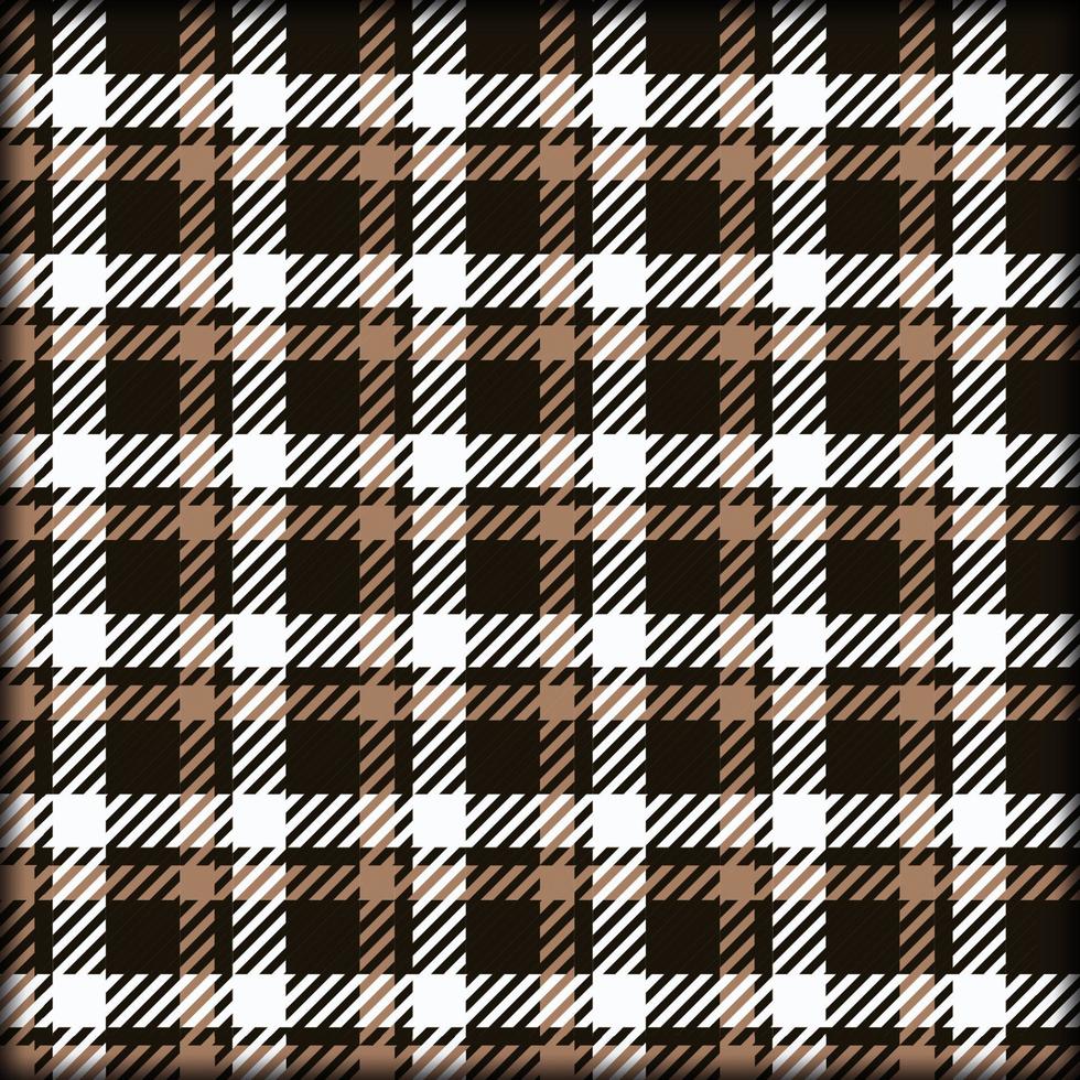Plaid pattern in dark brown, brown and white. Seamless check plaid graphic pattern background.  Vector graphic for scarf, blanket, throw, shirt other  fashion textile design