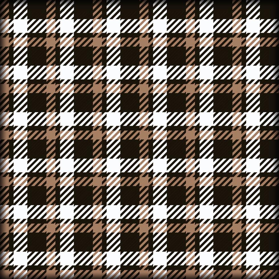 Plaid pattern in dark brown, brown and white. Seamless check plaid graphic pattern background.  Vector graphic for scarf, blanket, throw, shirt other  fashion textile design