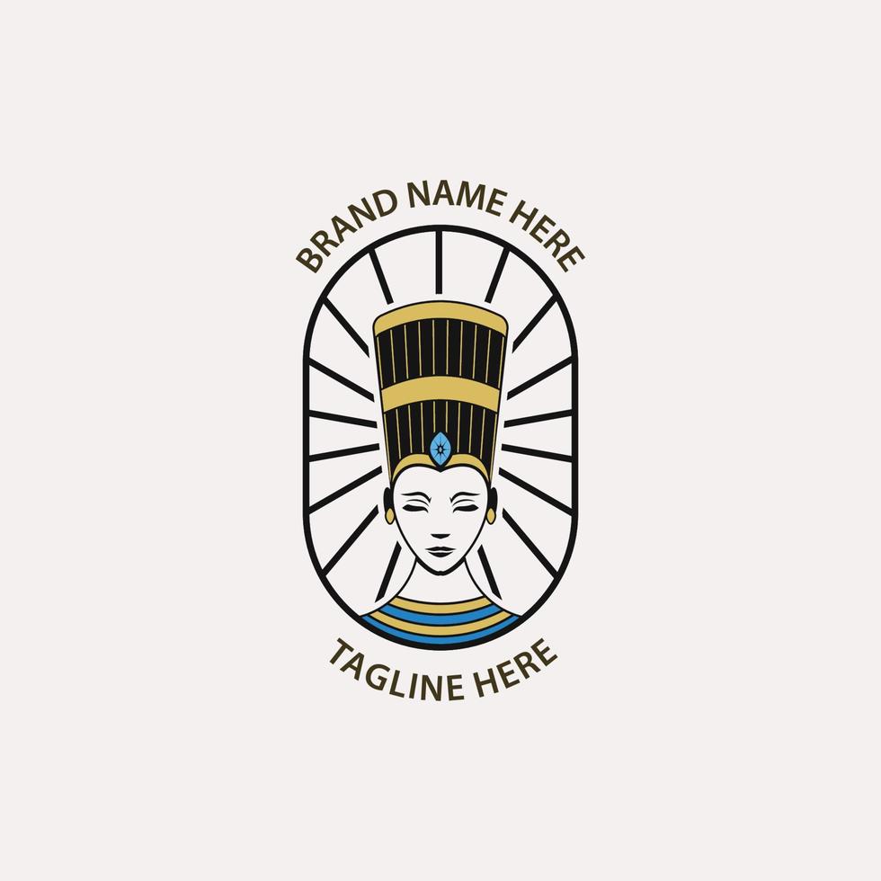 Ancient Egyptian queen Logo design vector illustration