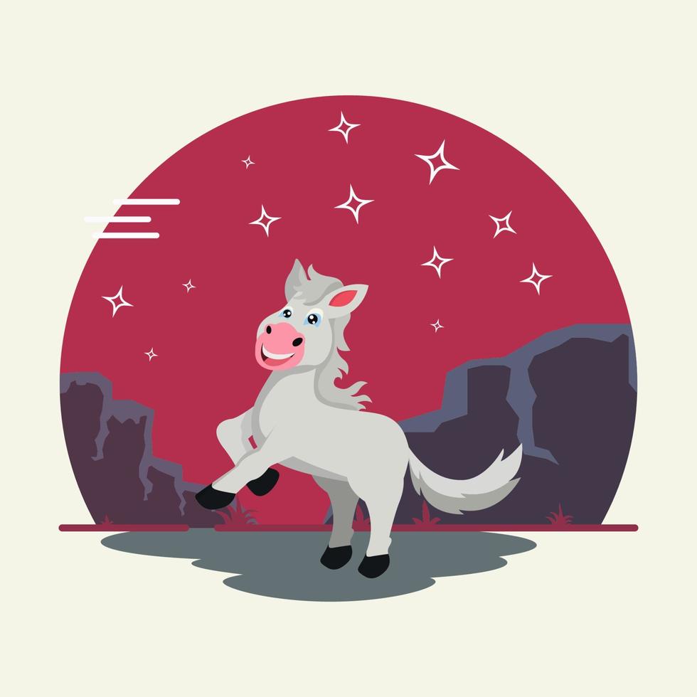 Cute white horse vector illustration