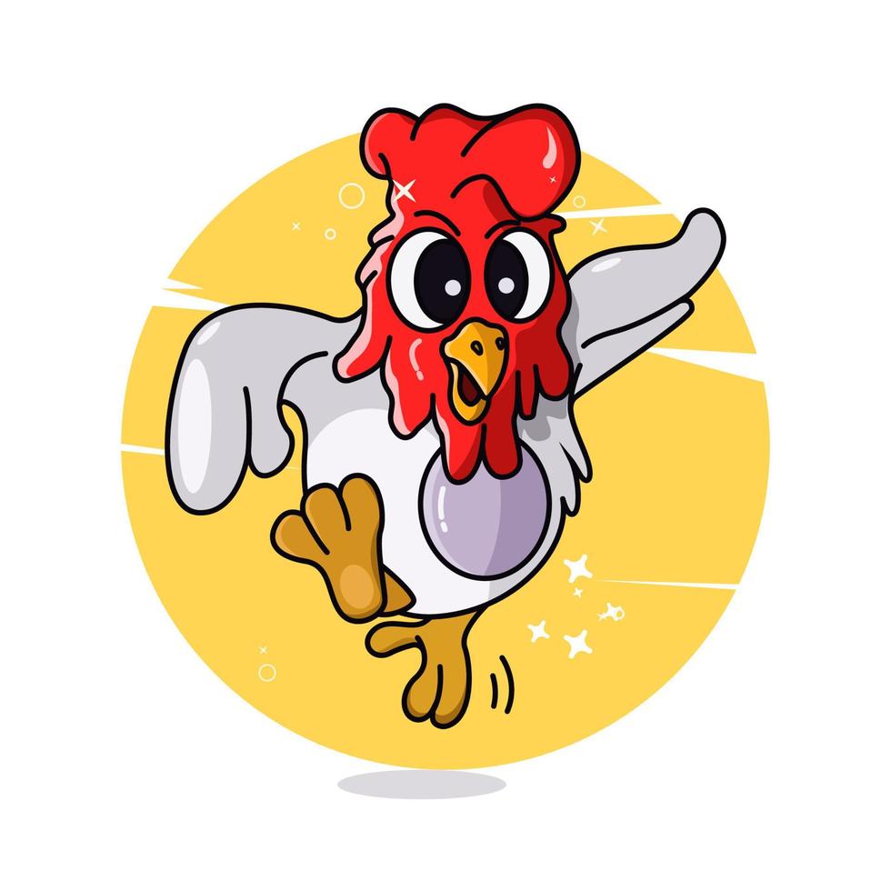 ilustración de vector de dibujos animados de mascota de pollo