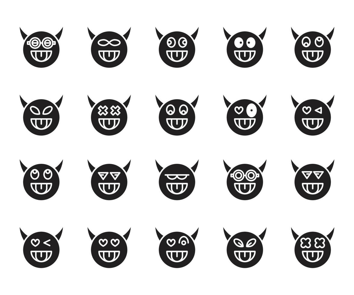 cheeky demon emoticons set vector