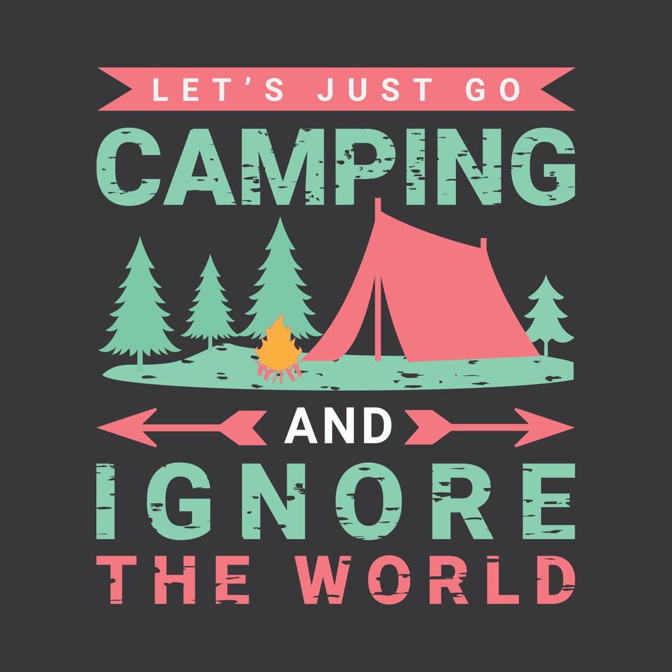 LET'S GO CAMPING Graphic Travel T-Shirt Design vector