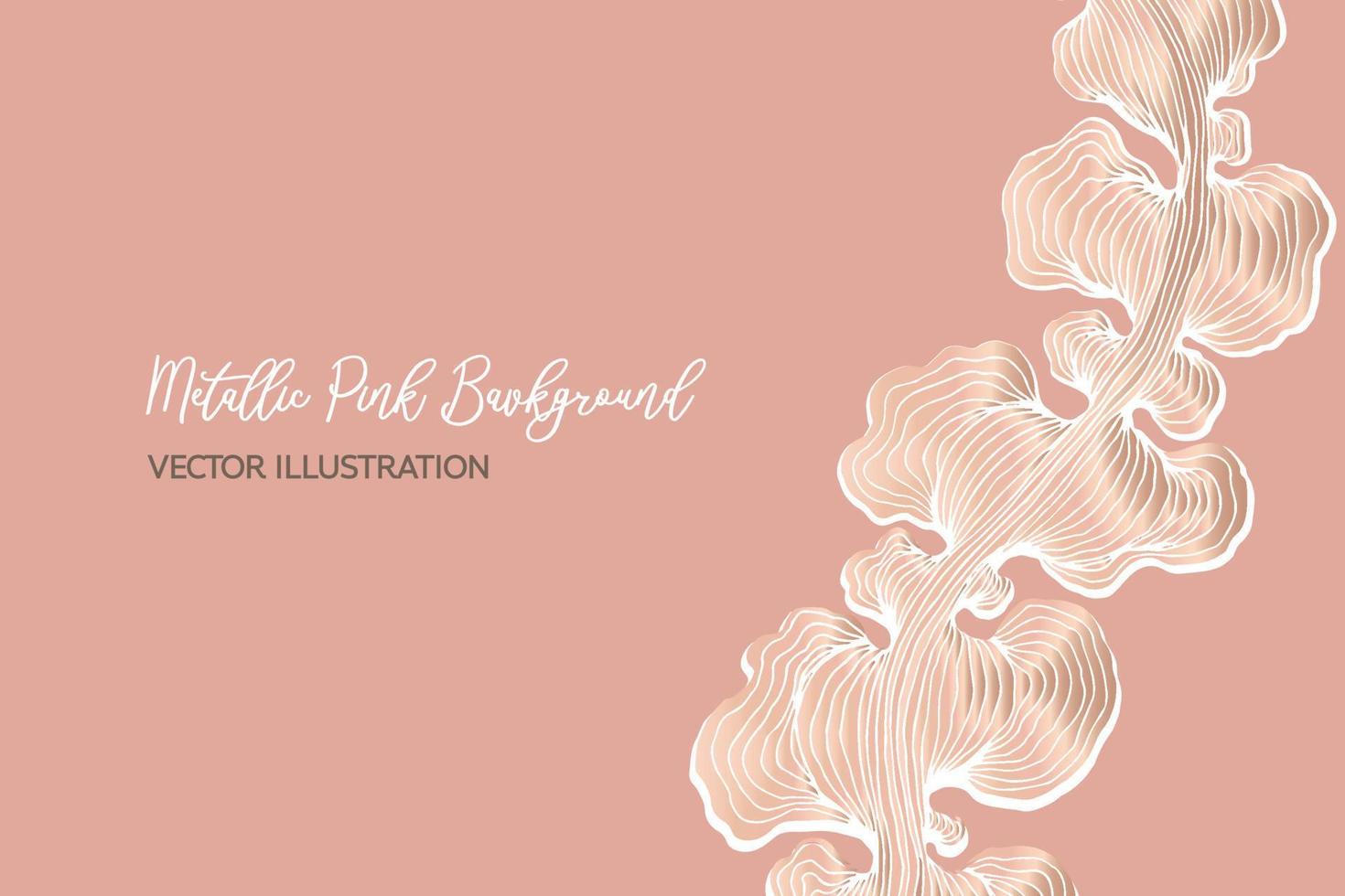 Gold metallic pink ethereal swirly abstract, organic lines on vintage pink background. vector