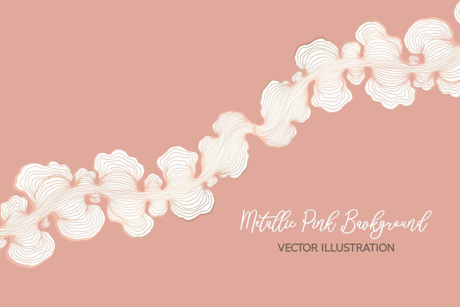 Gold metallic pink ethereal swirly abstract, organic lines on vintage pink background. vector