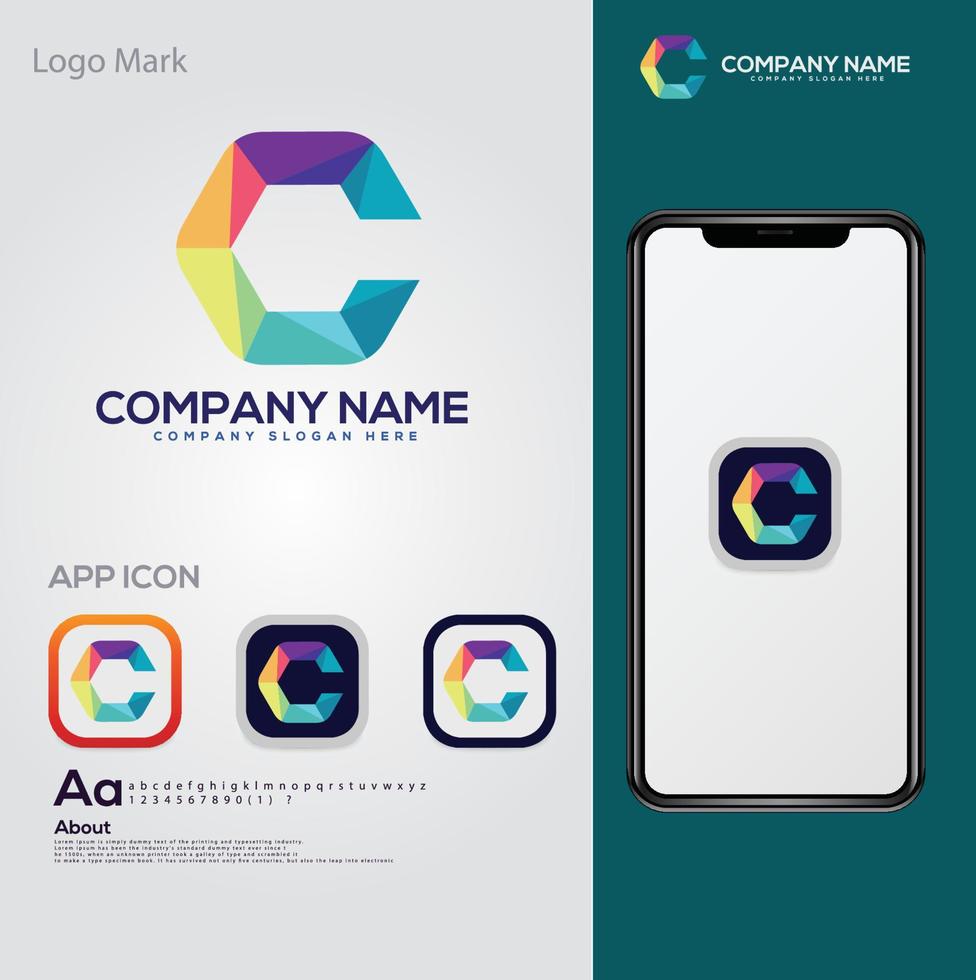 logotipo c, logotipo moderno, logotipo mínimo, logotipo de letra c vector