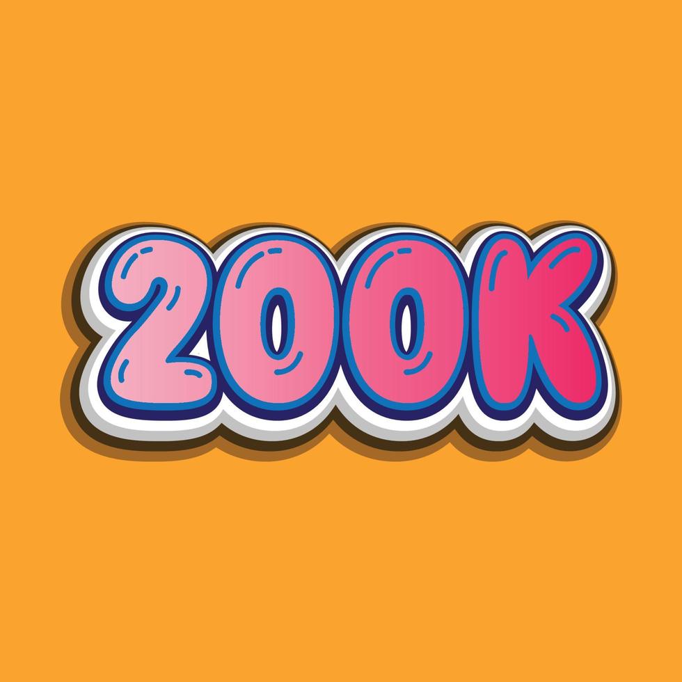 200k follower,3D Text Effect vector