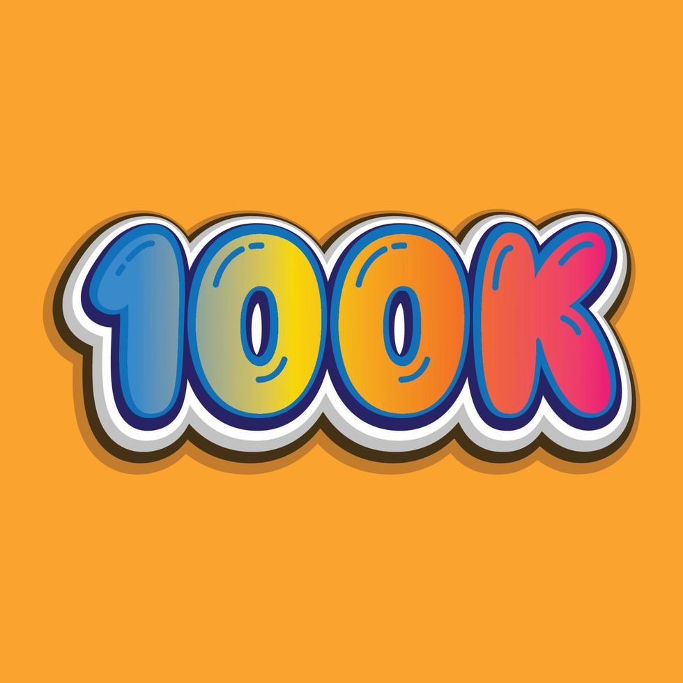 100k seguidor, efecto de texto 3d vector