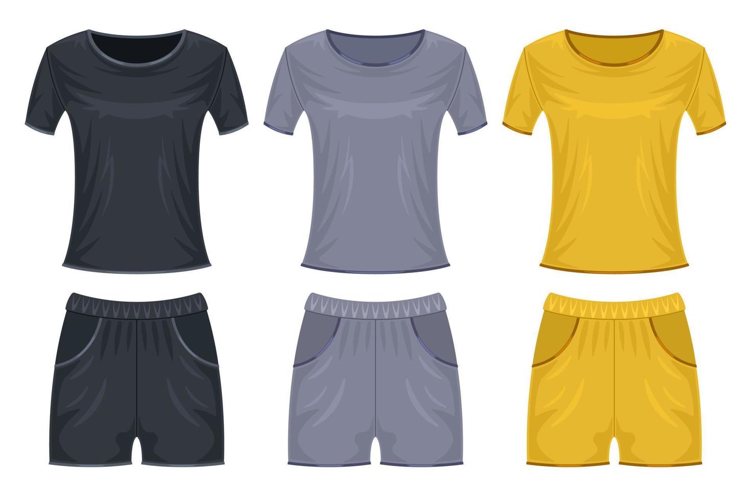 Set shirt and shorts template mockup isolated white background vector