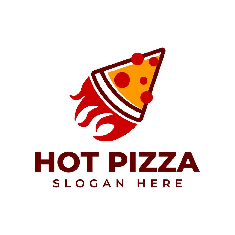 Hot pizza slices logo design vector