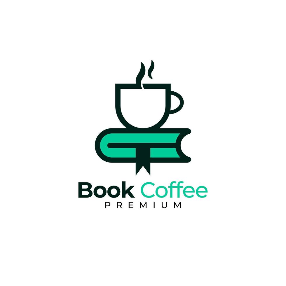 Coffee book logo design vector