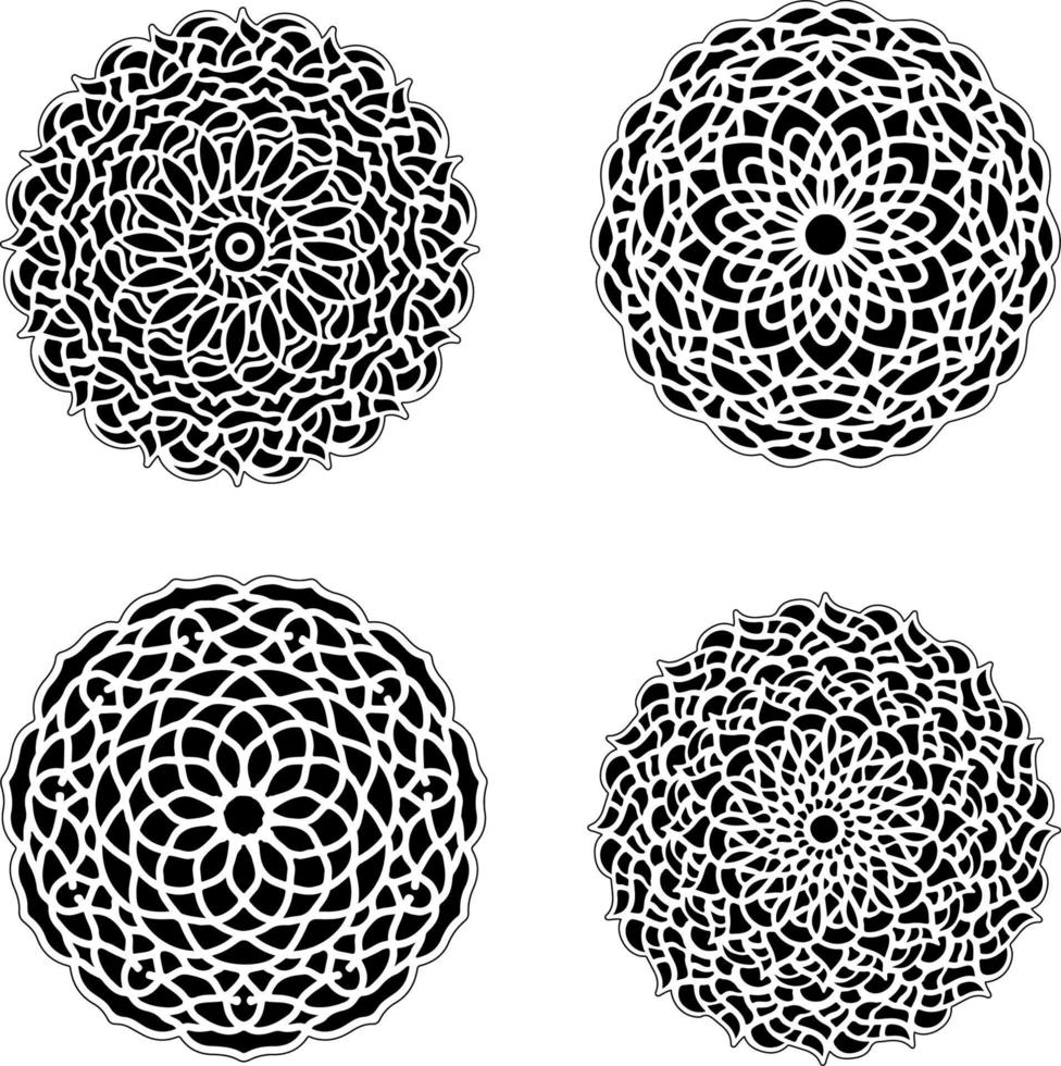 Decorative mandala set vintage floral style ornaments vector