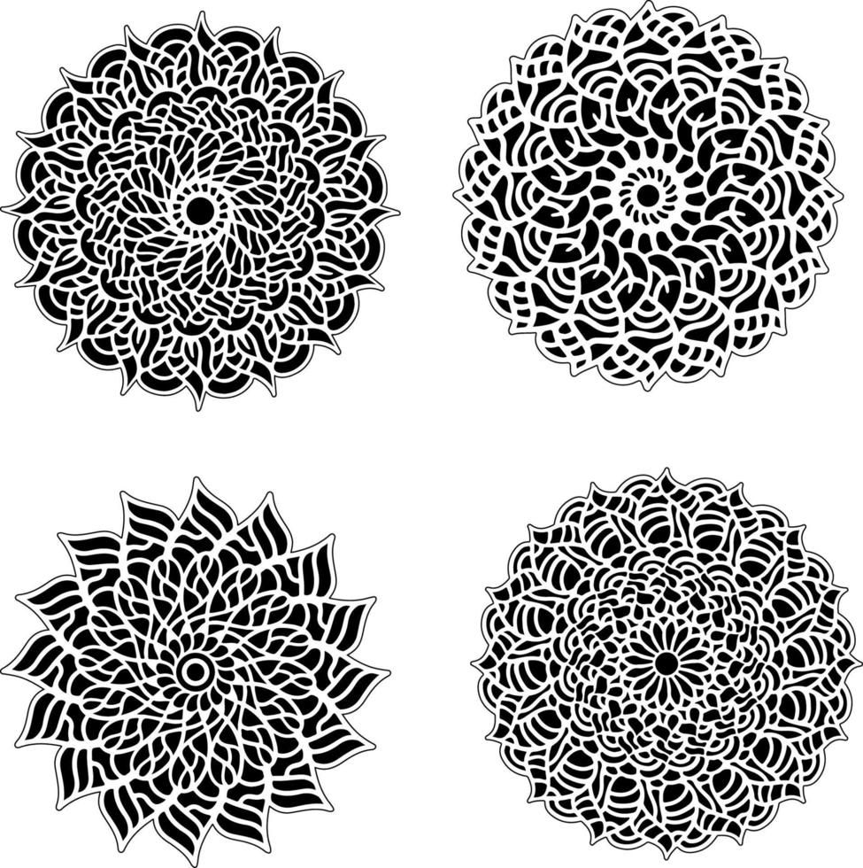 Decorative mandala set vintage floral style ornaments vector