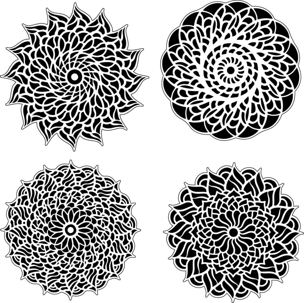 Decorative mandala set vintage floral style ornaments vector