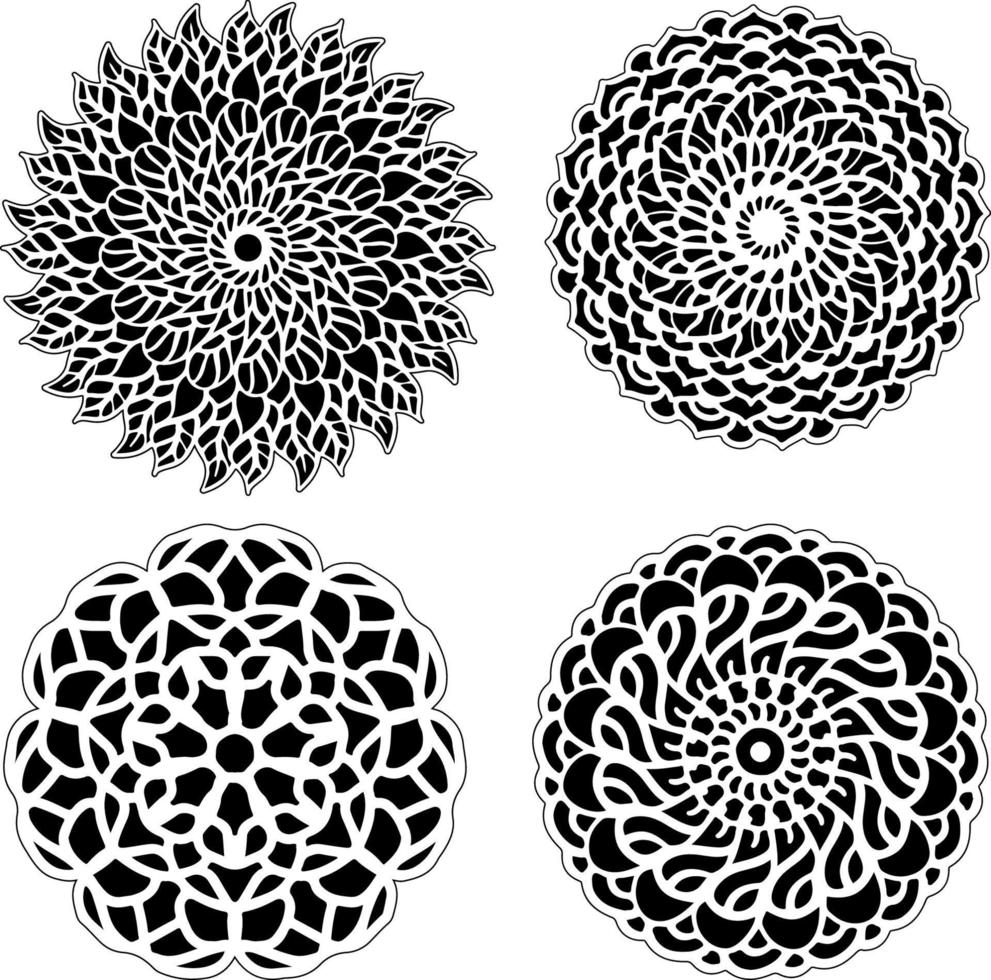 Decorative mandala set vintage floral style ornaments vector