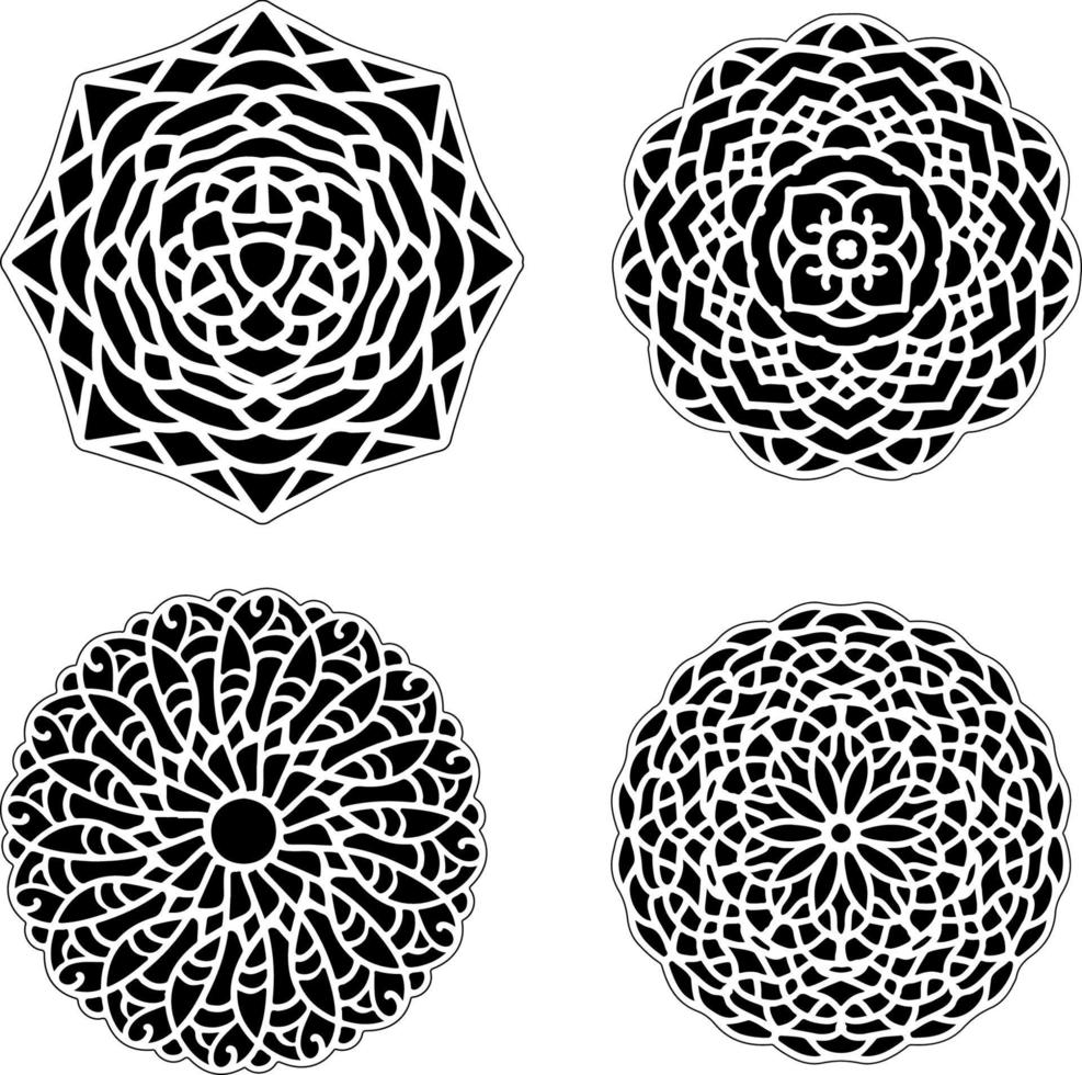 conjunto de mandala decorativo adornos de estilo floral vintage vector