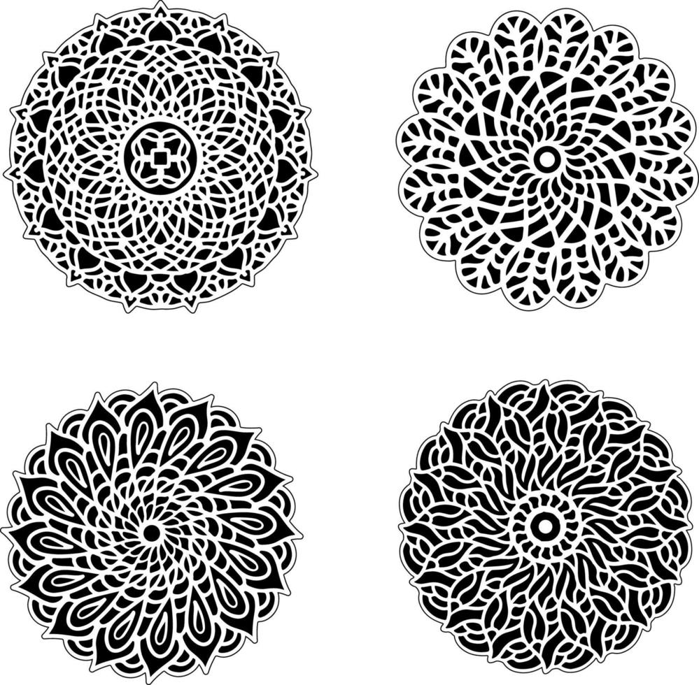 Decorative mandala set vintage floral style ornaments vector