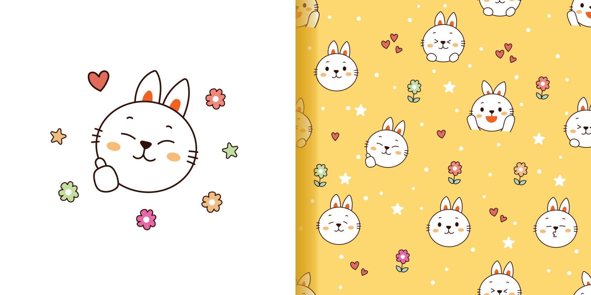 cute rabbit cartoon seamless pattern background, fabric for kids, Easter vector