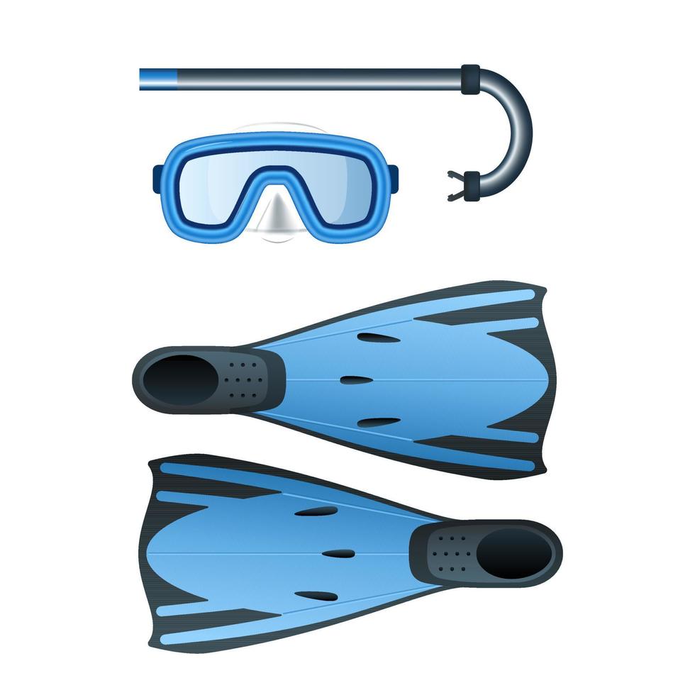 Diving blue colored kit with snorkel vector